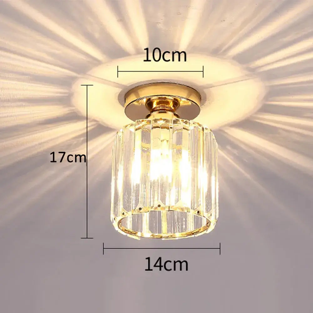 Gold-finished crystal pendant ceiling light with faceted cylindrical glass body for modern bedroom decorbites ceiling light