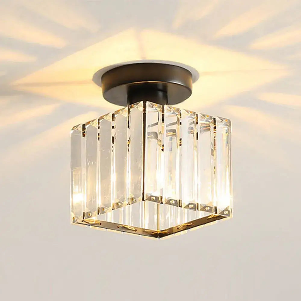 Modern black and gold crystal pendant ceiling light with clear prism and bronze-finished ceiling mount for bedroom decorbites ceiling light