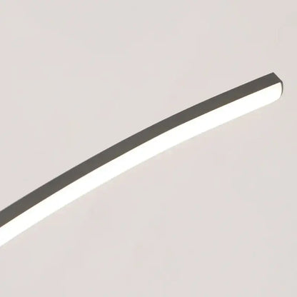 Modern black and gold curved bridge pendant light with polished chrome finish and white diffuser for dining table lighting