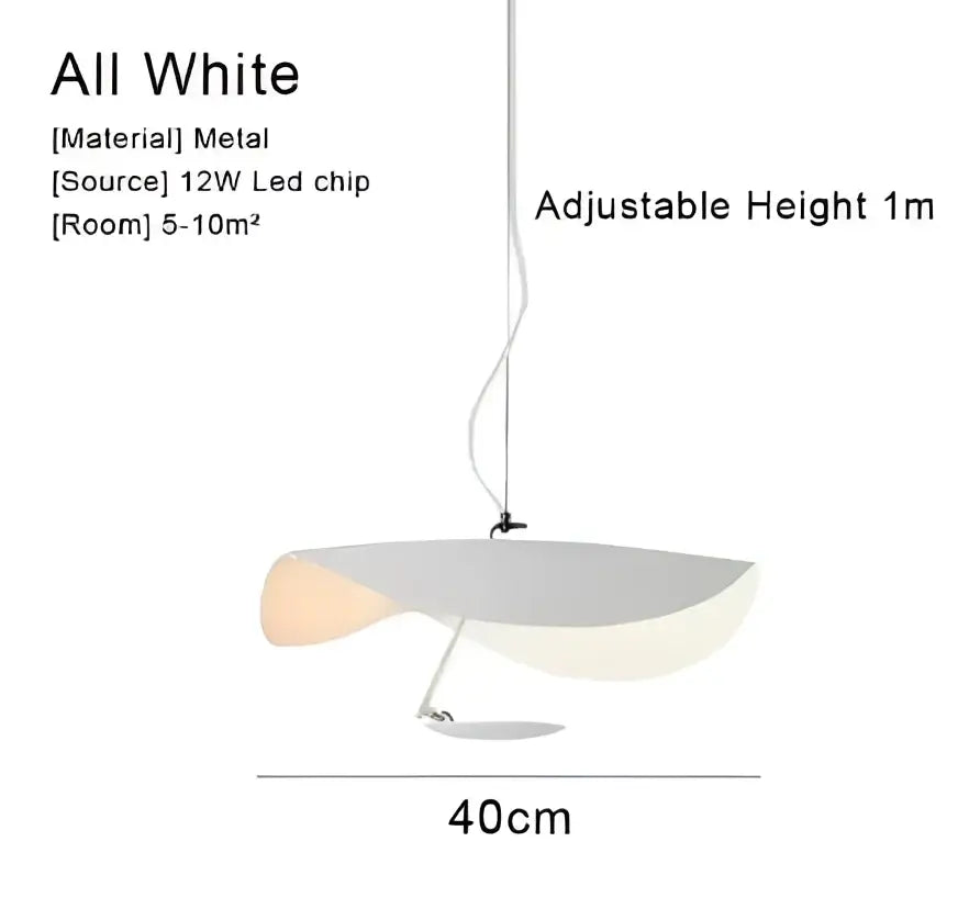 A sleek modern white metal manta pendant lamp with curved disc shade and adjustable 1 meter height for dining room decorbites lederam manta