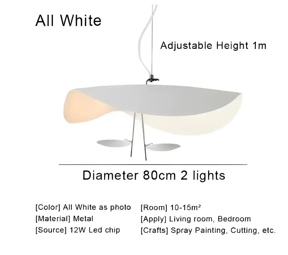 Modern black and gold curved manta pendant lamp with white metal pendant light and 1 meter adjustable height