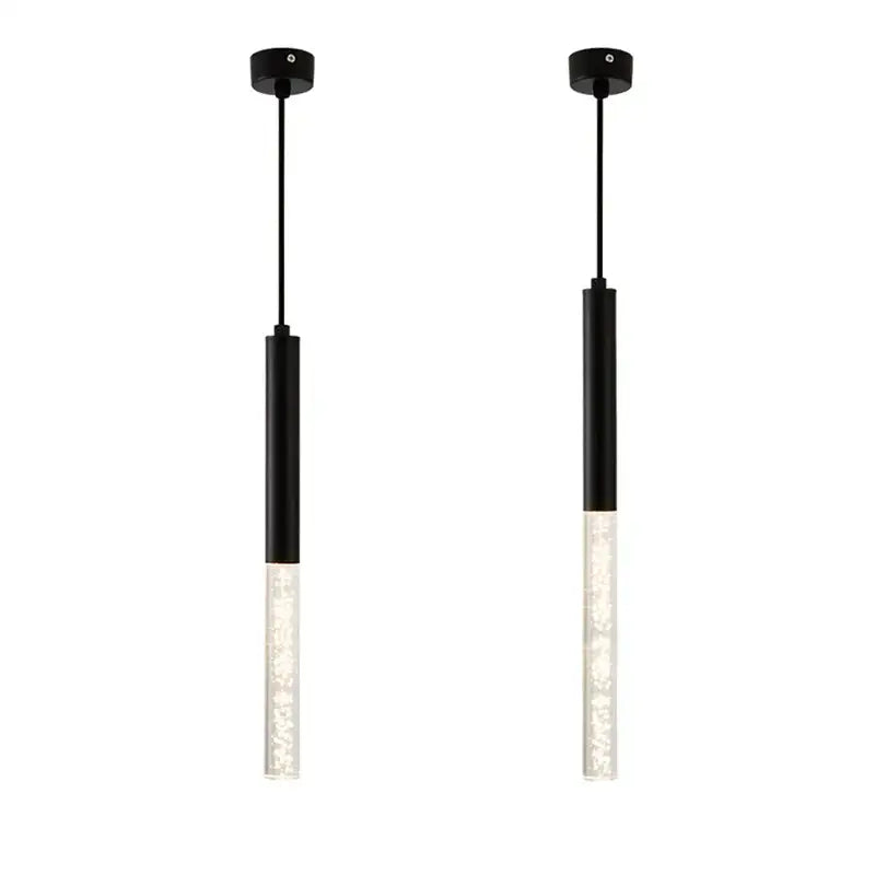 Modern black cylinder pendant lights with clear glass and white decorative stones for kitchen island decorbites black cylinder