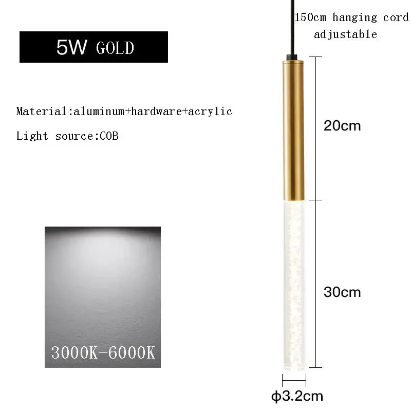 Modern black and gold cylinder pendant light with 5w gold aluminum and acrylic body for kitchen island decorbites black cylinder pendant