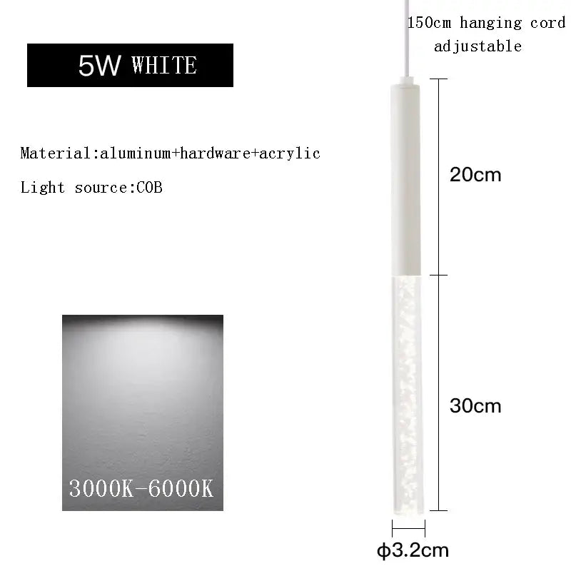 A sleek modern decorbites black cylinder pendant light with 5w white led and adjustable aluminum acrylic body