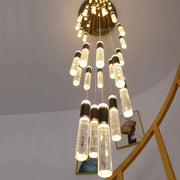 Modern black and gold decorbites cylindrical crystal chandelier with cascading glass tubes for living room lighting