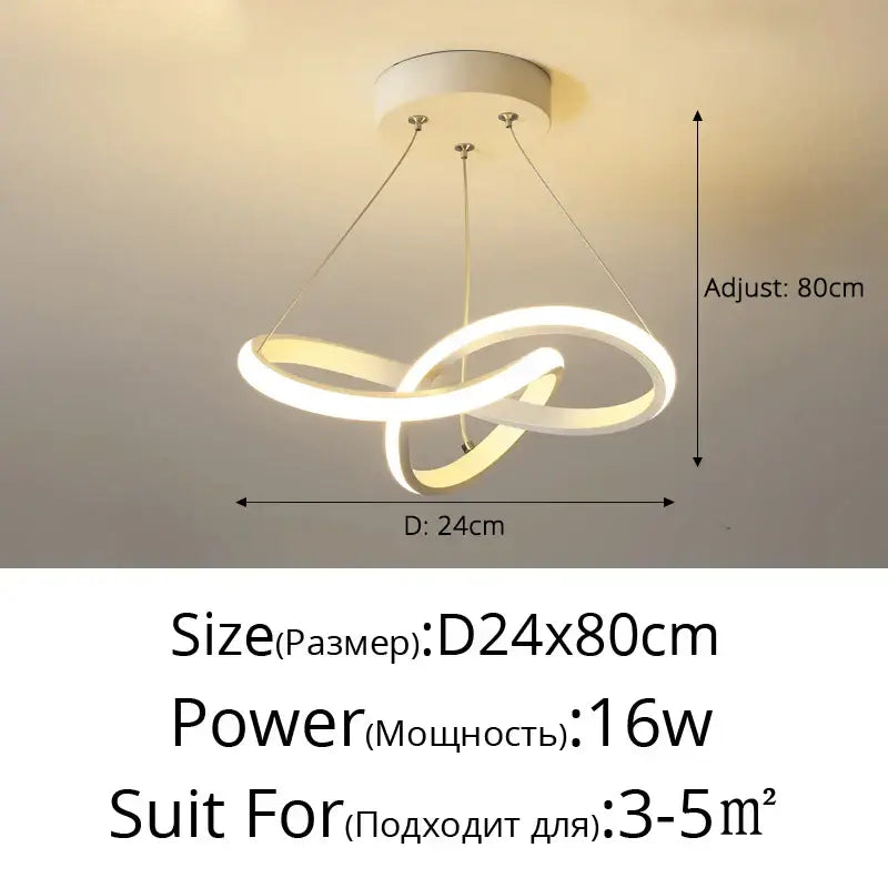 Modern white led chandelier with two interlocking rings in minimalist design by decorbites contemporary chandelier