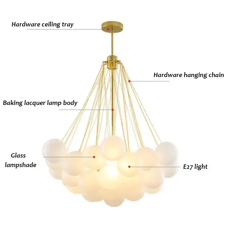 Modern black and gold decorbites glass chandelier with multiple frosted glass lampshades for dining room lighting