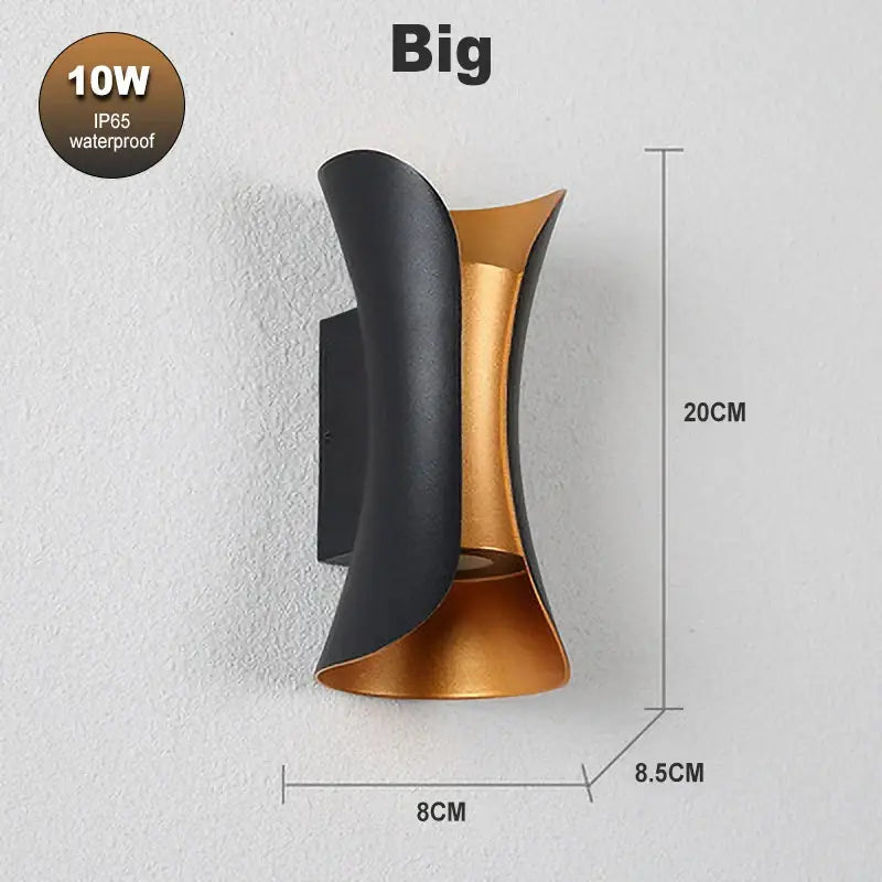 Modern black and gold decorbites led waterproof wall lamp with sleek curved design for living room wall lighting