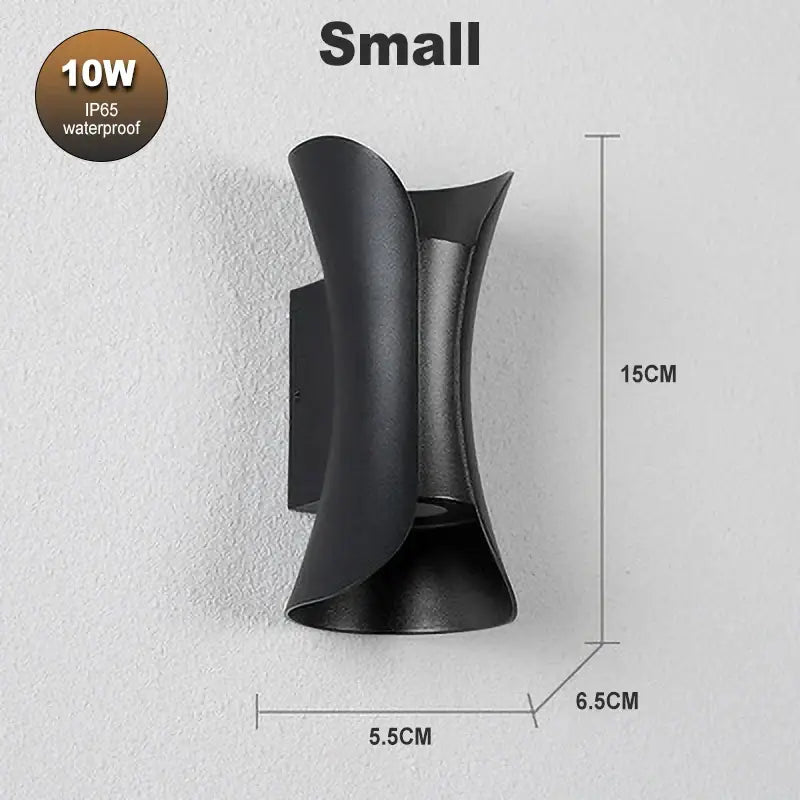 Modern black matte wall lamp with sleek curved design decorbites led waterproof for living room decor