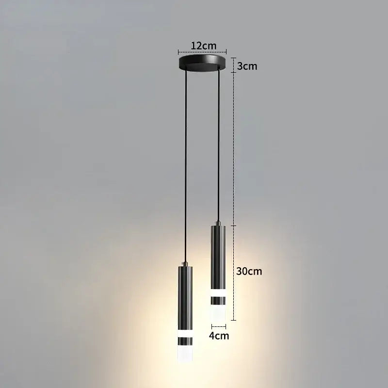 Modern black cylindrical pendant light with frosted glass accents ideal for illuminating 5 square meters kitchen space