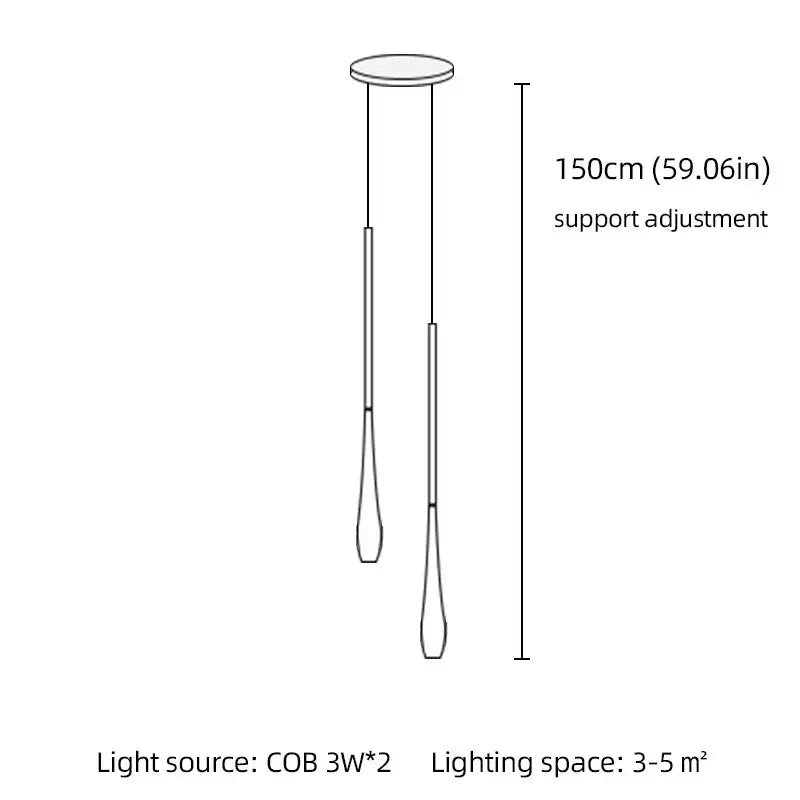Modern black and gold pendant light with metallic finish and remote control featuring two slender cylindrical shades