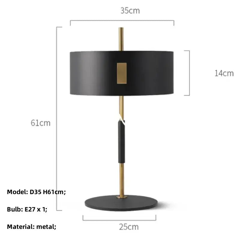 Modern black metal e27 floor lamp with cylindrical shade gold accent and brass base standing 61cm tall decorbites black metal