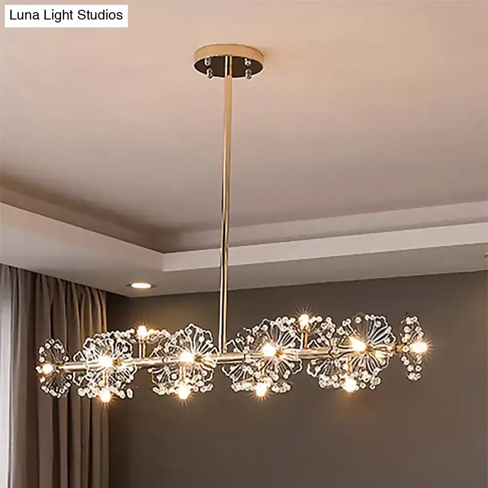 Gold-toned decorbites™ modern black gold floral ceiling light pendant with 16-head crystal flower fixtures and bulbs