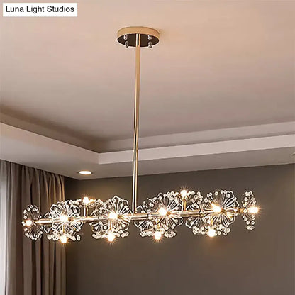 Gold-toned decorbites™ modern black gold floral ceiling light pendant with 16-head crystal flower fixtures and bulbs