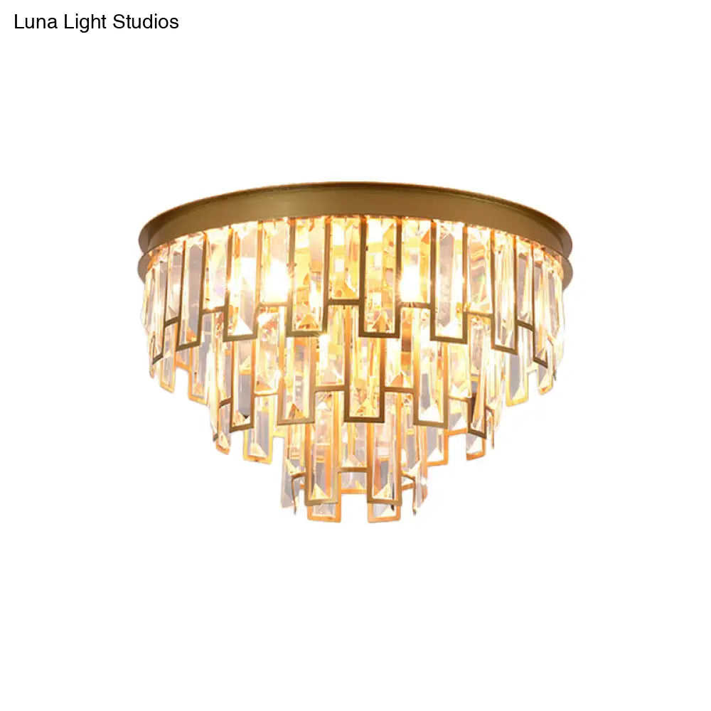 DecorBites™ DecorBites™ Modern Black/Gold Flush Mount Light with Clear Crystals - Ideal for Bedroom