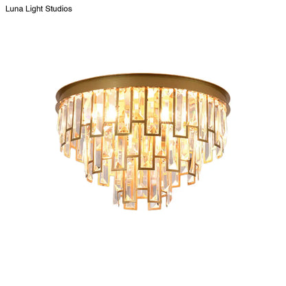 DecorBites™ DecorBites™ Modern Black/Gold Flush Mount Light with Clear Crystals - Ideal for Bedroom