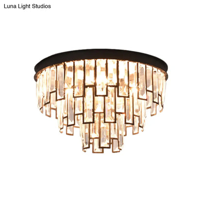 DecorBites™ DecorBites™ Modern Black/Gold Flush Mount Light with Clear Crystals - Ideal for Bedroom