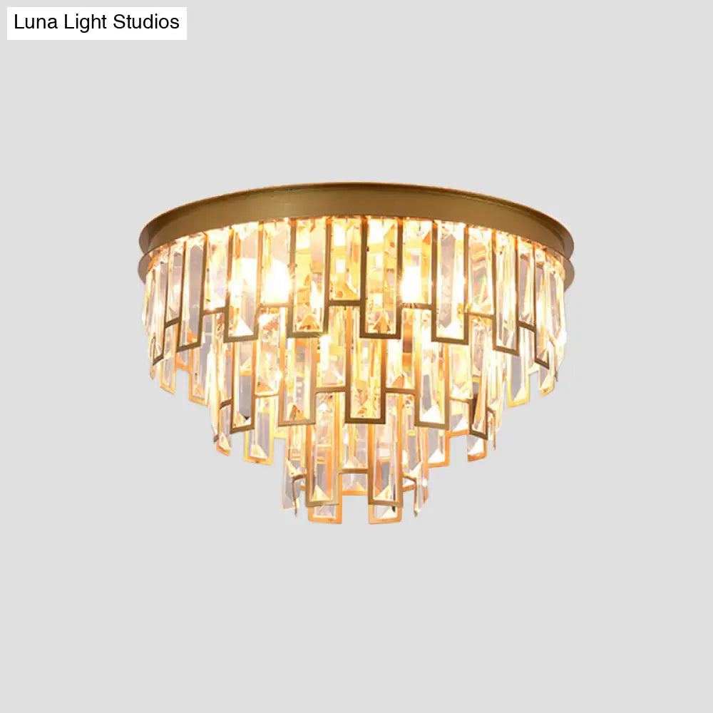 DecorBites™ DecorBites™ Modern Black/Gold Flush Mount Light with Clear Crystals - Ideal for Bedroom