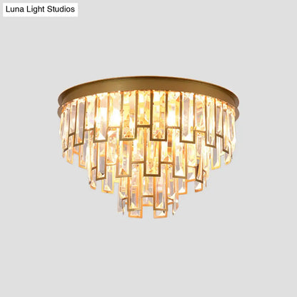 DecorBites™ DecorBites™ Modern Black/Gold Flush Mount Light with Clear Crystals - Ideal for Bedroom