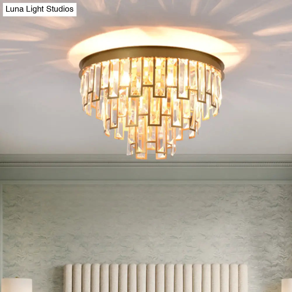 DecorBites™ DecorBites™ Modern Black/Gold Flush Mount Light with Clear Crystals - Ideal for Bedroom