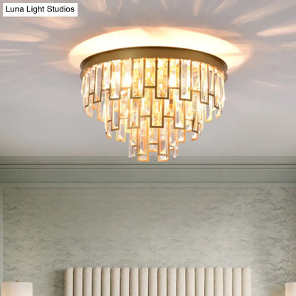 DecorBites™ DecorBites™ Modern Black/Gold Flush Mount Light with Clear Crystals - Ideal for Bedroom