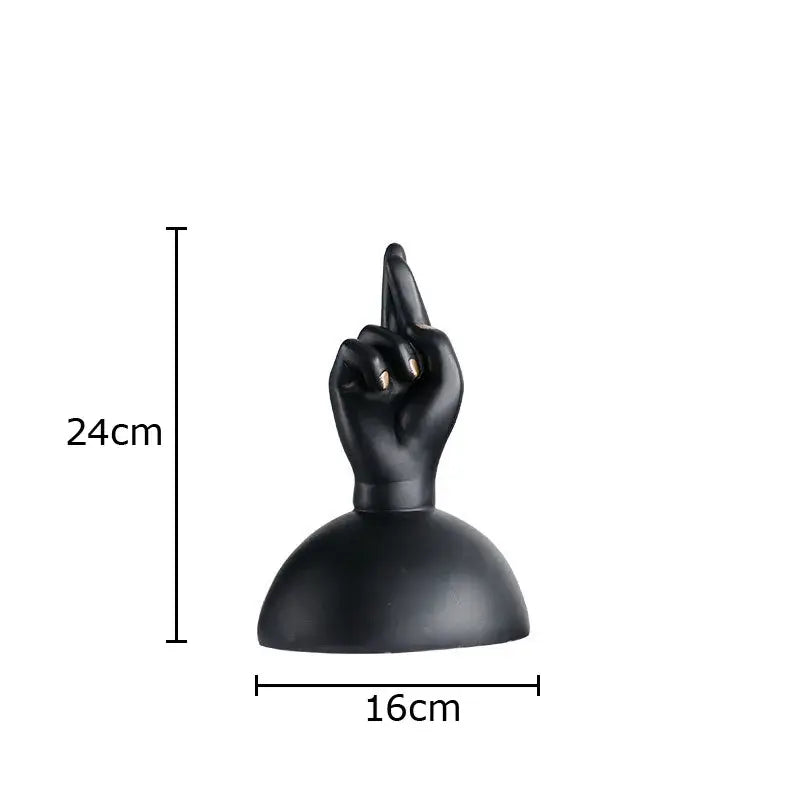 Modern black matte resin hand sculpture with fingers crossed foot statue artwork for living room decor