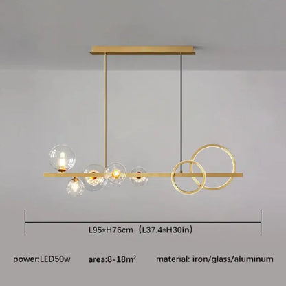 Modern black and gold glass ball led chandelier with gold-toned glass ball decorbites for dining room lighting