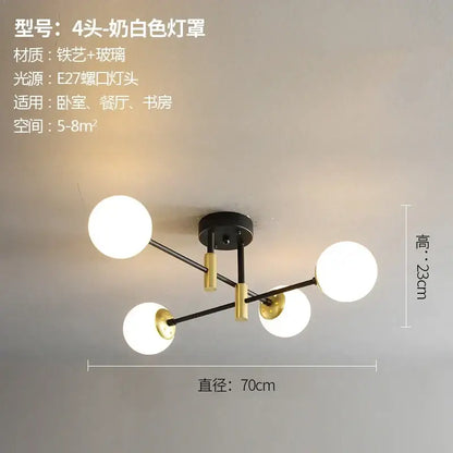 Modern black and gold glass ball led chandelier with frosted white globes on metal arms for living room decorbites glass ball