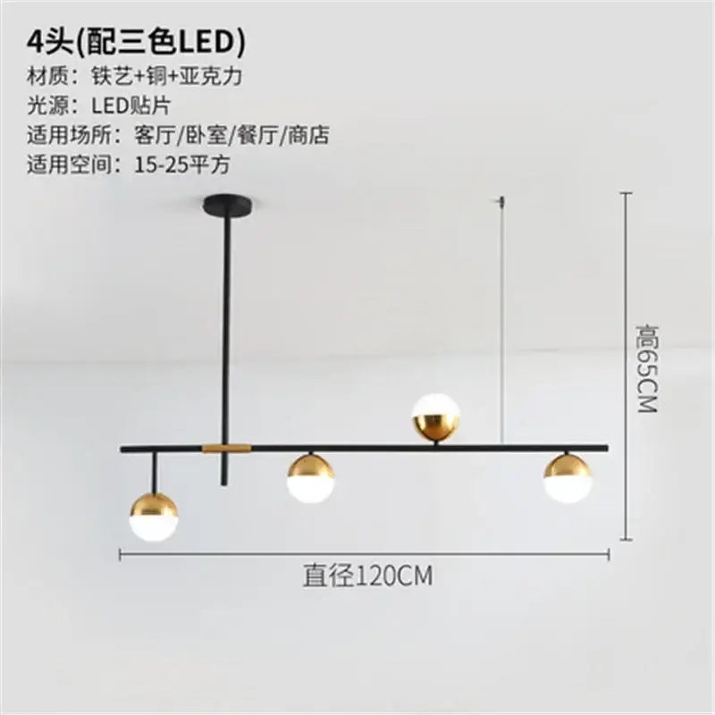 Modern black and gold glass ball pendant lamp with four spherical led bulbs decorbites glass ball pendant for dining room