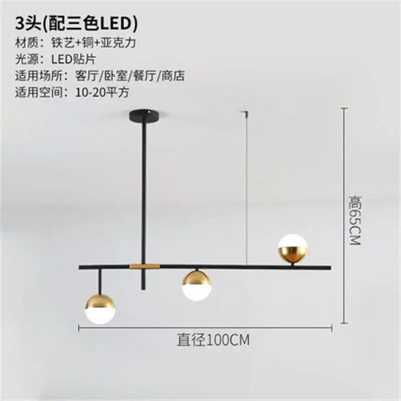 Modern black and gold glass ball pendant lamp with frosted glass globes and iron frame for dining room decorbites pendant lamp