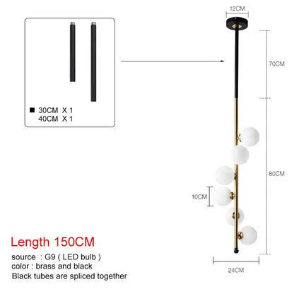 A modern black and gold glass ball pendant light with five white spherical bulbs ideal for dining room decorbites pendant lights