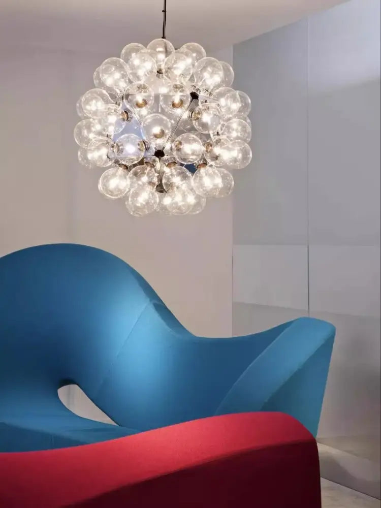 Modern black and gold glass dandelion led chandelier with spherical design for living room decorbites glass dandelion