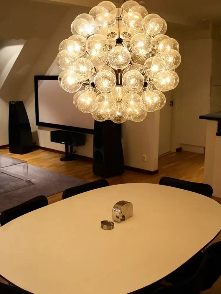 Modern black and gold glass dandelion led chandelier with clear glass bulbs cluster for living room decorbites glass dandelion