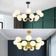 Modern black gold glass globe pendant light with spherical design and metal frame for elegant living room decorbites decor