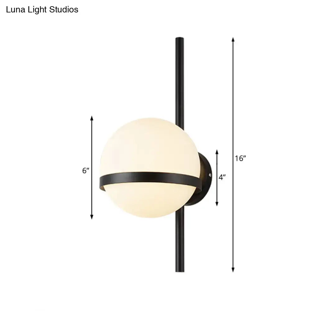 Modern black metal wall sconce with frosted glass shade and horizontal gold band light type e26 e27 for bedroom use