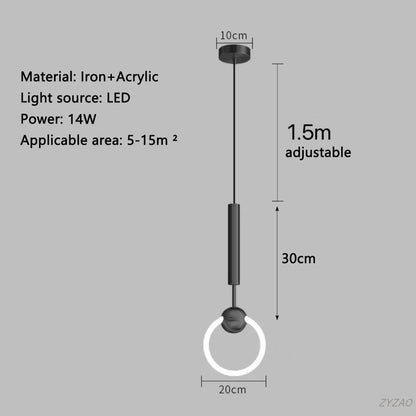 Modern Black Gold Iron Acrylic Pendant Light - Decorbites