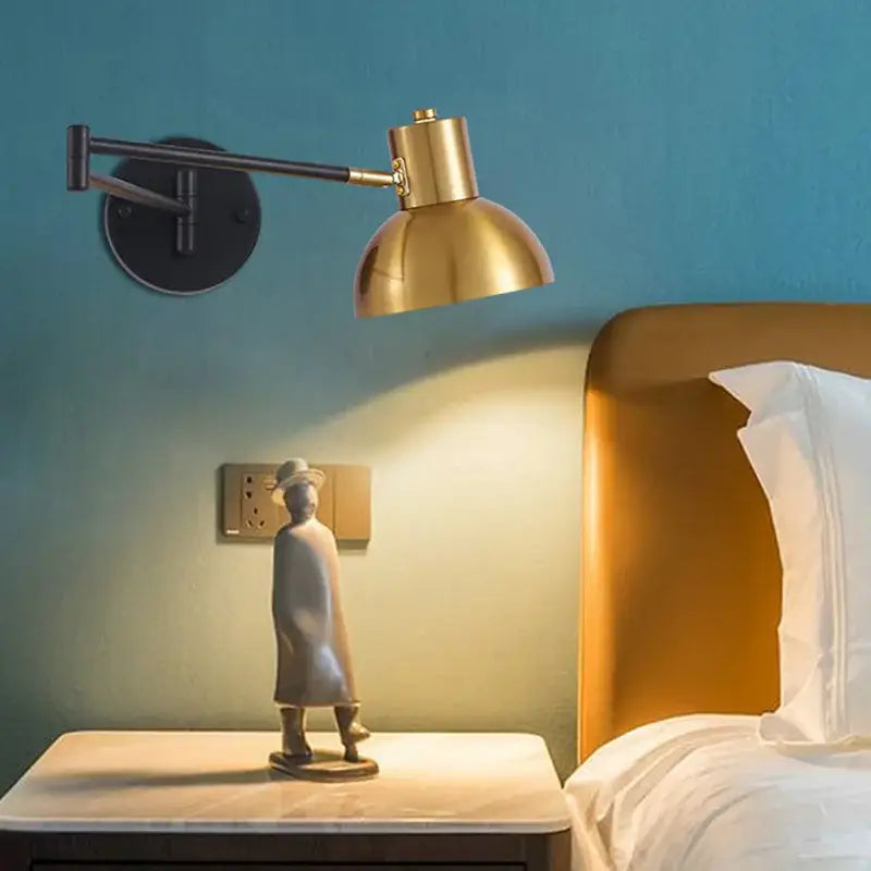 Gold-finished adjustable wall lamp with modern design in decorbites iron art led for bedroom lighting and decor