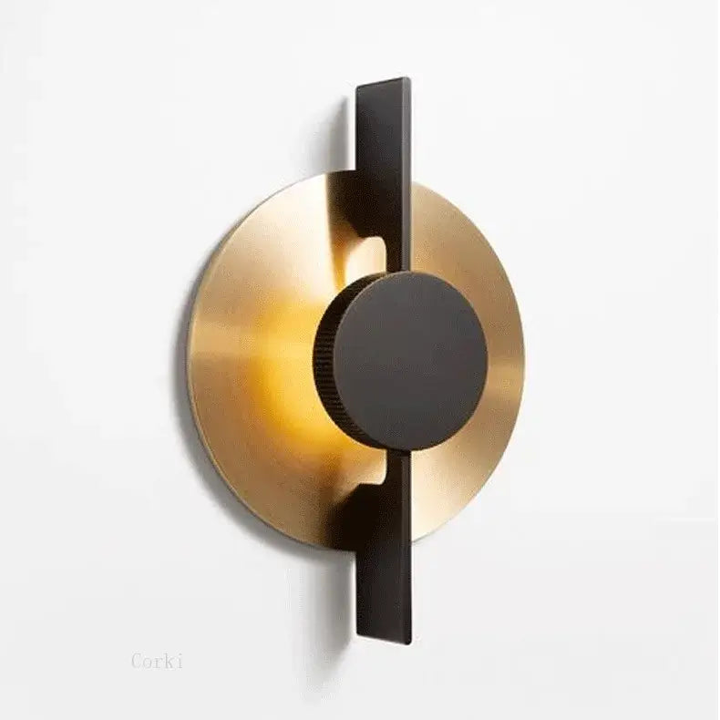 Modern black and gold iron art led wall lamp with brushed gold base and matte black bar for dining room decorbites iron art design