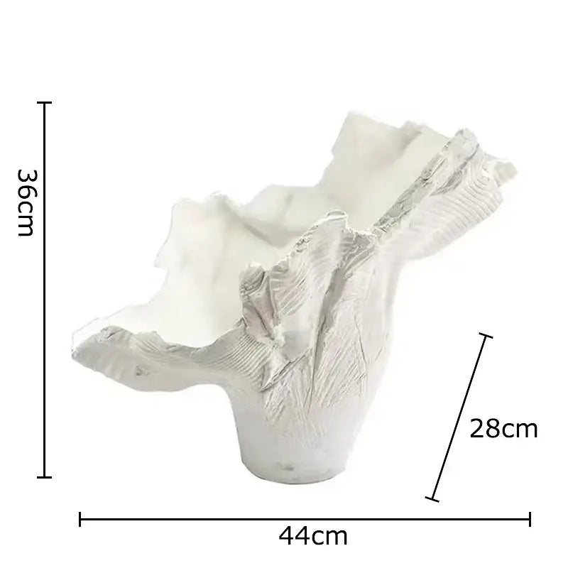 Modern black and gold irregular shape vase with white textured ceramic planter featuring organic leaf-like ridges for decorbites irregular shape decor
