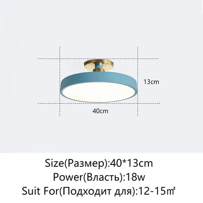 Modern black and gold led ceiling lamp with matte blue circular shade and brass mounting hardware for living room decorbites led ceiling