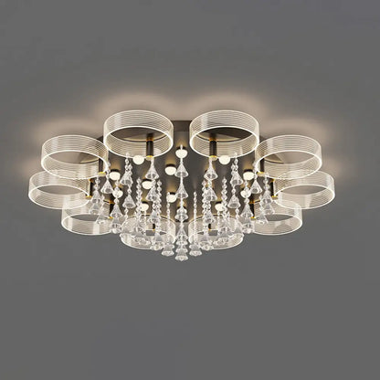 DecorBites™ DecorBites™ Modern Black-Gold LED Ceiling Light with Flower Design - Acrylic Round Semi Mount