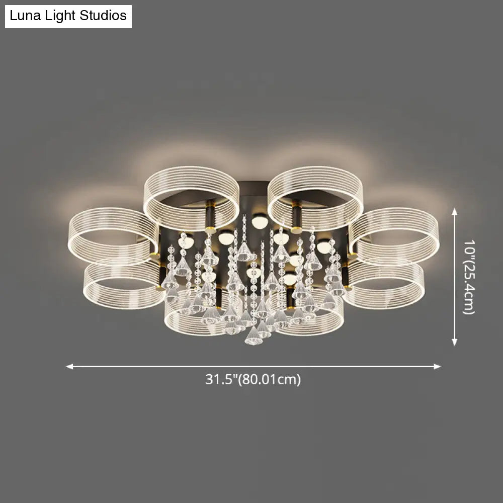 DecorBites™ DecorBites™ Modern Black-Gold LED Ceiling Light with Flower Design - Acrylic Round Semi Mount