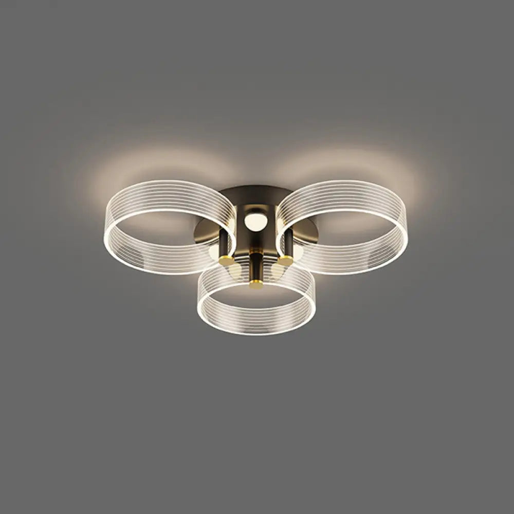 DecorBites™ DecorBites™ Modern Black-Gold LED Ceiling Light with Flower Design - Acrylic Round Semi Mount
