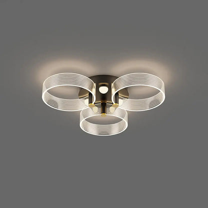 DecorBites™ DecorBites™ Modern Black-Gold LED Ceiling Light with Flower Design - Acrylic Round Semi Mount