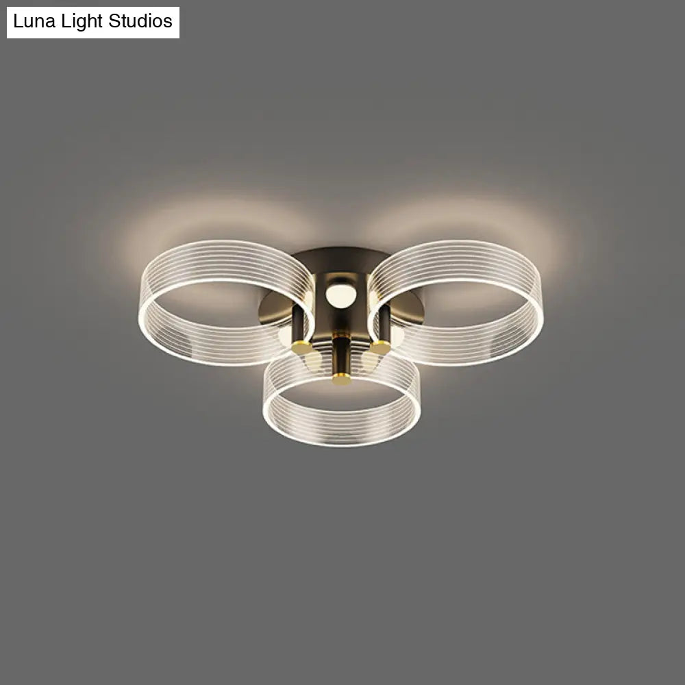 DecorBites™ DecorBites™ Modern Black-Gold LED Ceiling Light with Flower Design - Acrylic Round Semi Mount