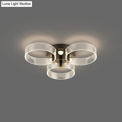 DecorBites™ DecorBites™ Modern Black-Gold LED Ceiling Light with Flower Design - Acrylic Round Semi Mount