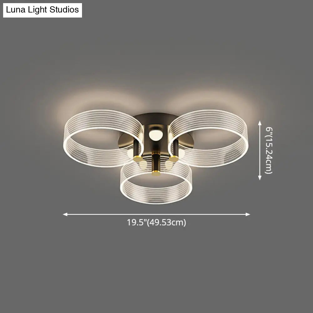 DecorBites™ DecorBites™ Modern Black-Gold LED Ceiling Light with Flower Design - Acrylic Round Semi Mount