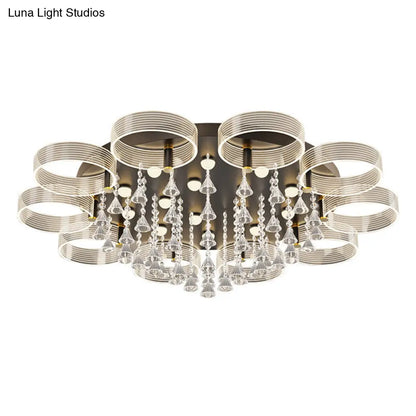 DecorBites™ DecorBites™ Modern Black-Gold LED Ceiling Light with Flower Design - Acrylic Round Semi Mount