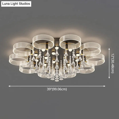 DecorBites™ DecorBites™ Modern Black-Gold LED Ceiling Light with Flower Design - Acrylic Round Semi Mount
