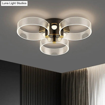 DecorBites™ DecorBites™ Modern Black-Gold LED Ceiling Light with Flower Design - Acrylic Round Semi Mount